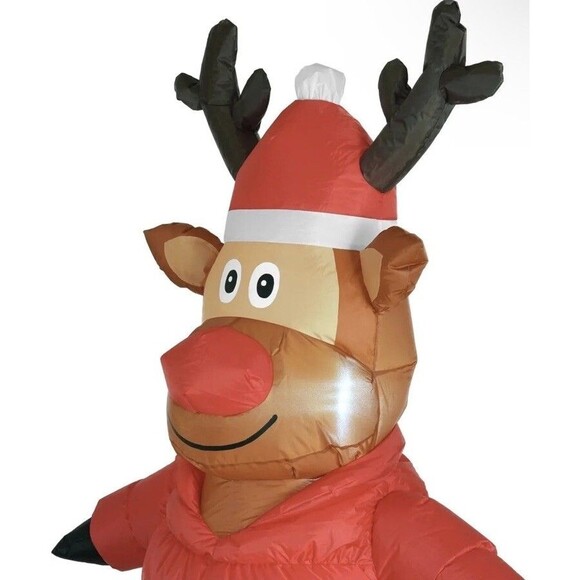 Christmas Puffy Coat Reindeer Airblown Inflatable Decor Blow Up LED Light New - Picture 3 of 4